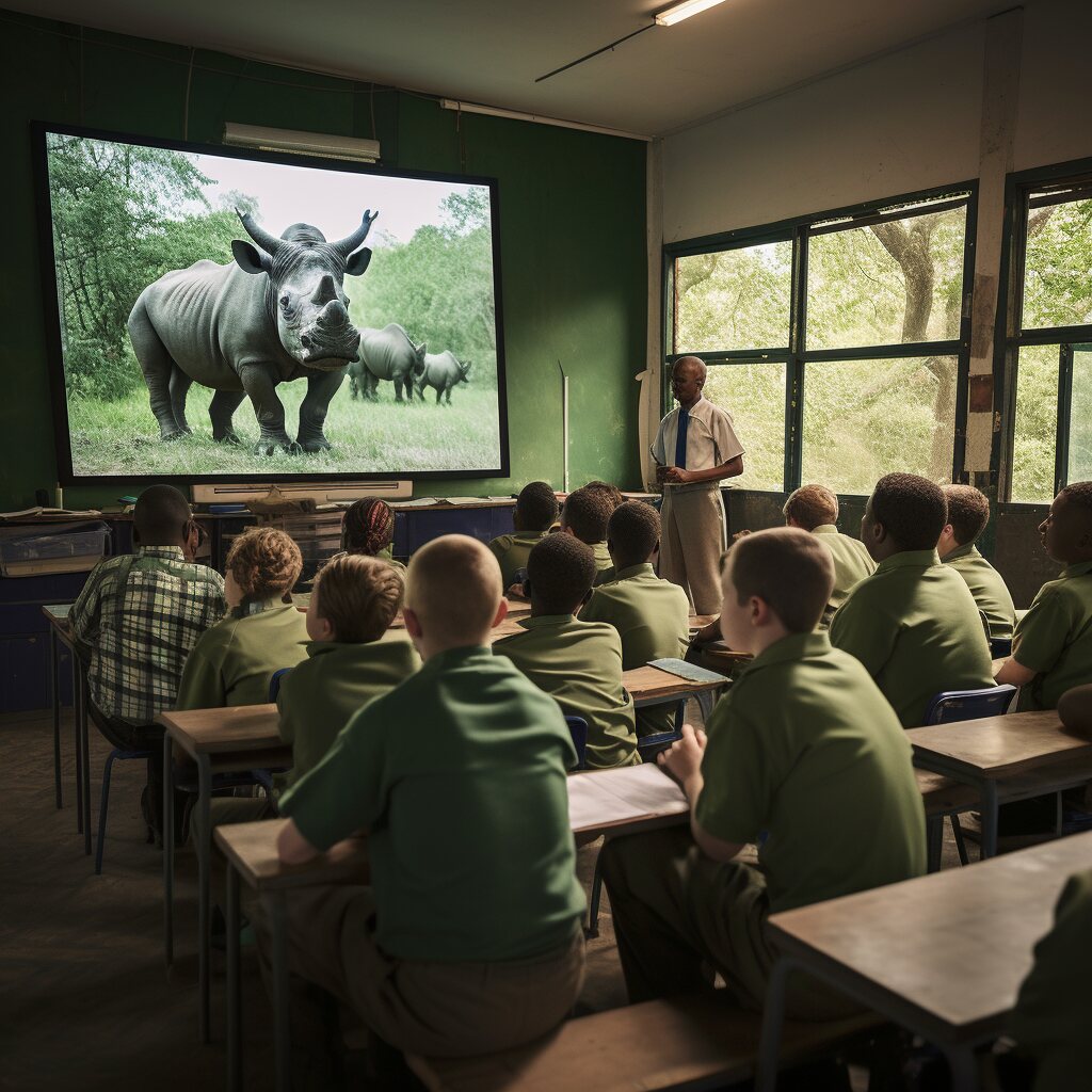 A class of pupils watching a live-streamed Data Education lesson on a large screen