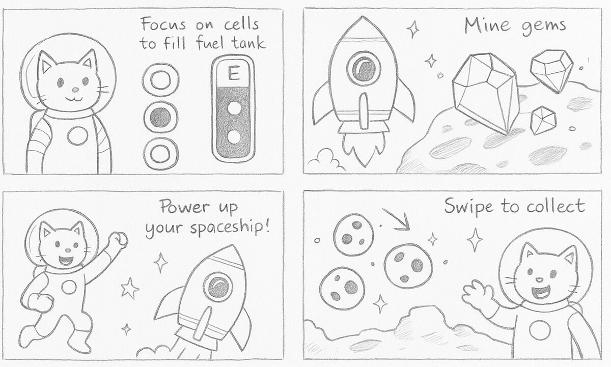 Early mission sketches disguising vision-science tasks as space quests