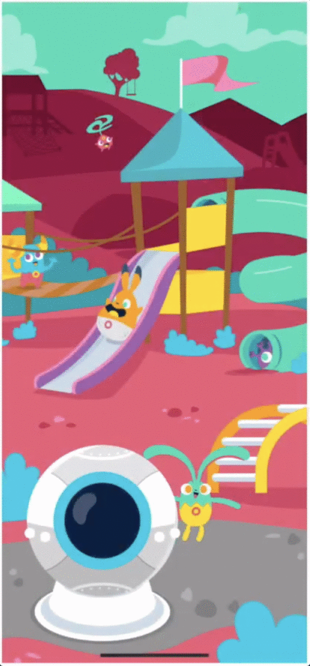 The Playground Planet, an exploratory low-pressure scene full of ambient characters