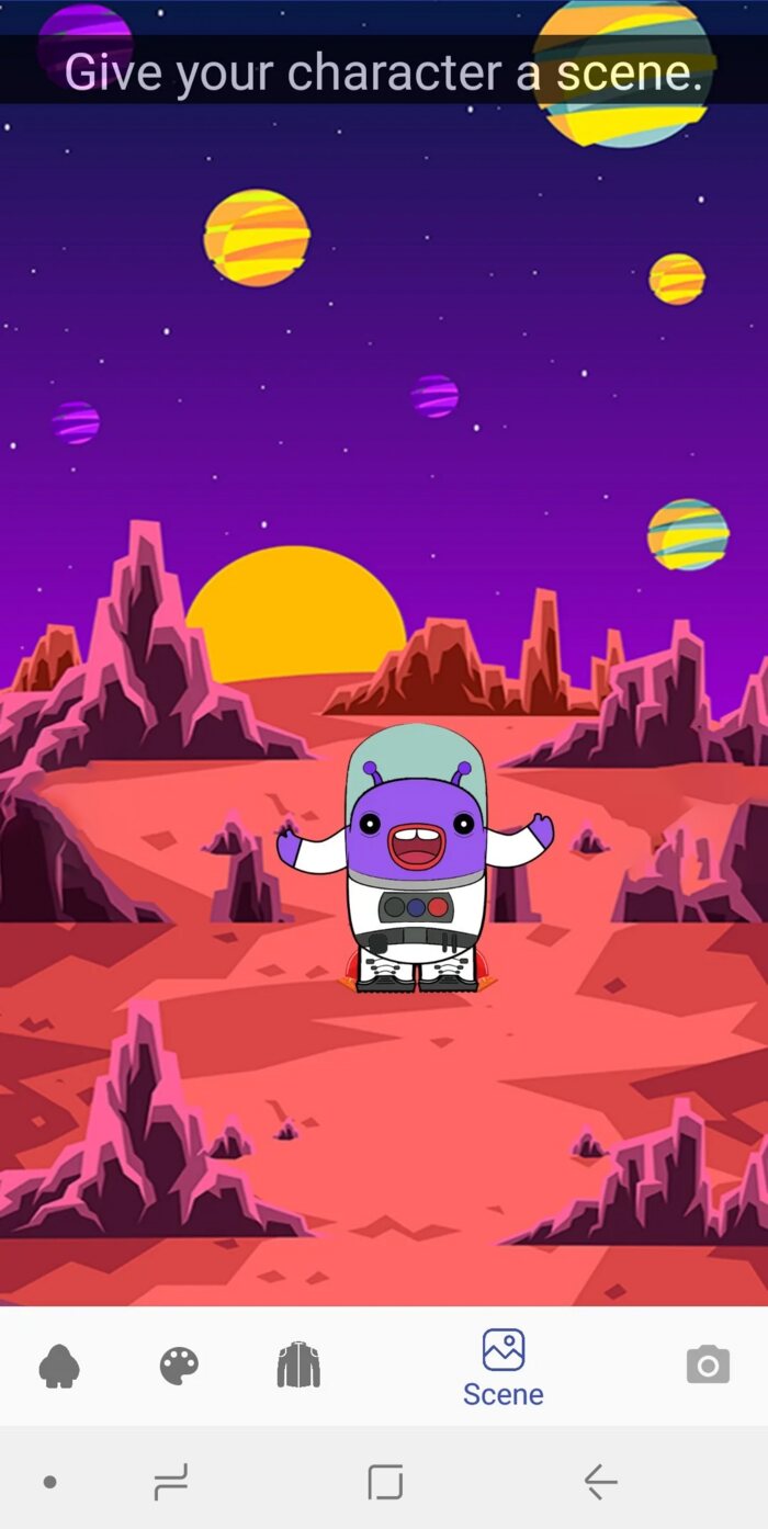 The digital storyboarding app — a child customising a character's appearance