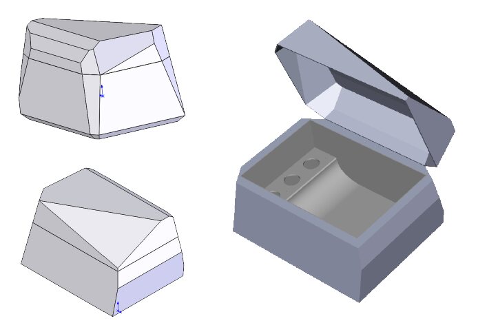 trove Version 1, a gem-shaped wooden prototype