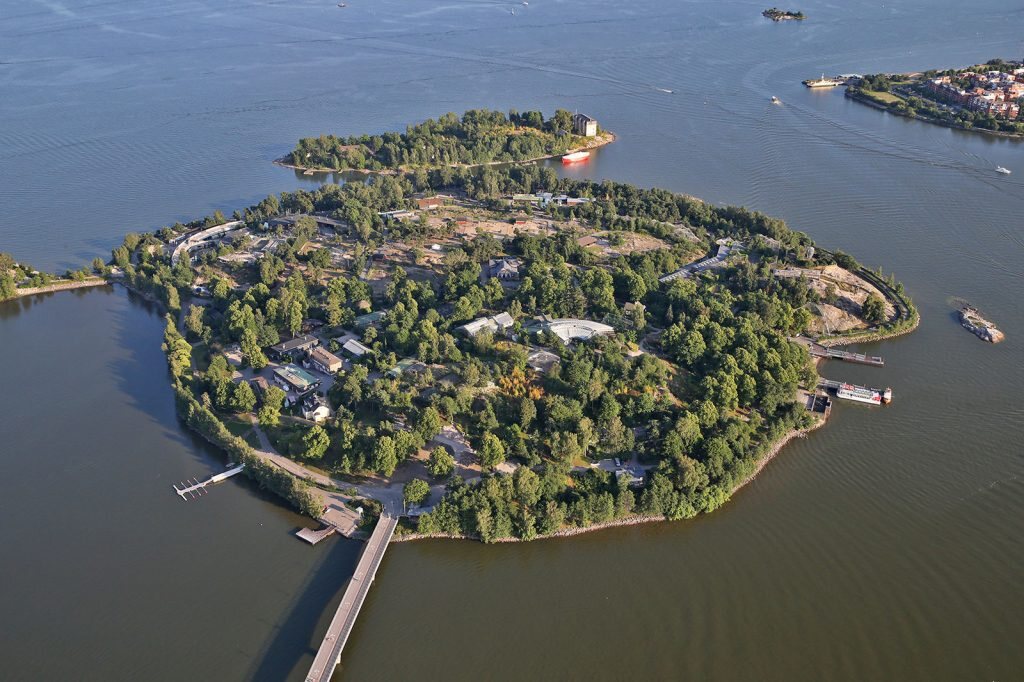 Aerial view of Korkeasaari Zoo, an island zoo in Helsinki, Finland